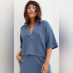 Aerie Wonder Short Sleeve Polo Sweatshirt | Size Medium|